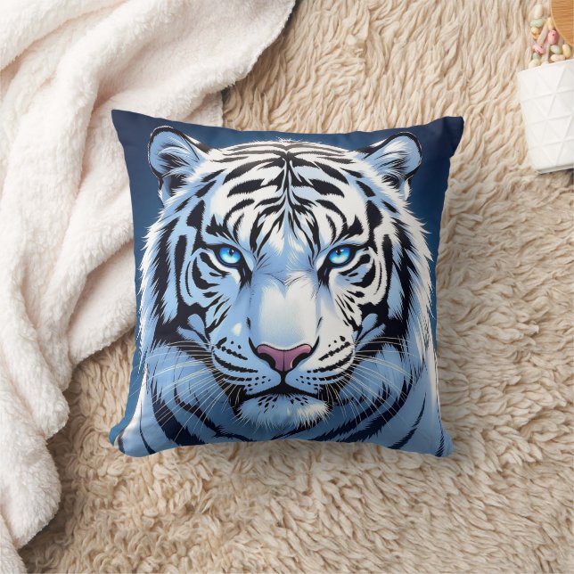 Cojín Decorativo Blue eyed White Tiger Ai Art (Manta)