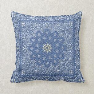Cojín Decorativo Blue Faux Denim con marco Kaleidoscope