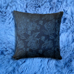 Cojín Decorativo Blue Faux Grabado en relieve Rosa Leather