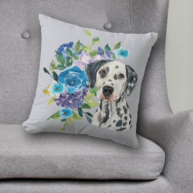 Cojín Decorativo Blue Floral Bouquet Dalmatian Dog (Subido por el creador)