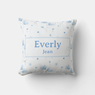 Cojín Decorativo Blue Floral Custom Name Decour Baby Nursery