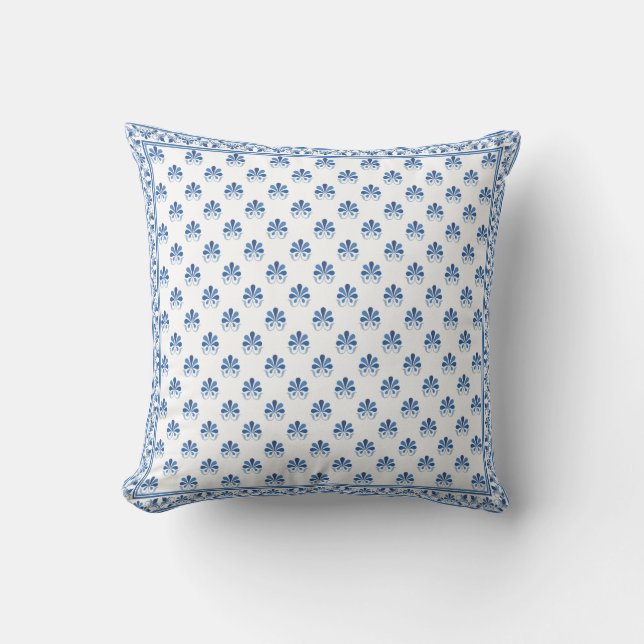 Cojín Decorativo Blue Floral design Throw Pillow (Anverso)