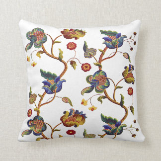 Cojín Decorativo Blue Floral Faux Jacobean Embroidery