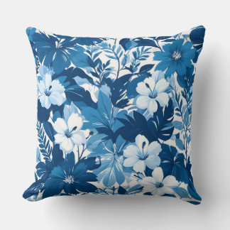 Cojín Decorativo Blue Floral Pattern Decorative Throw Pillow