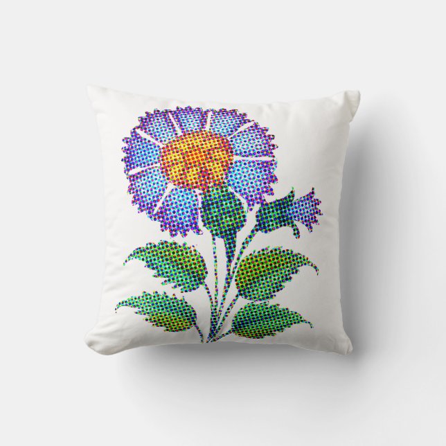 Cojín Decorativo Blue Flower Halftone Fine Art (Anverso)