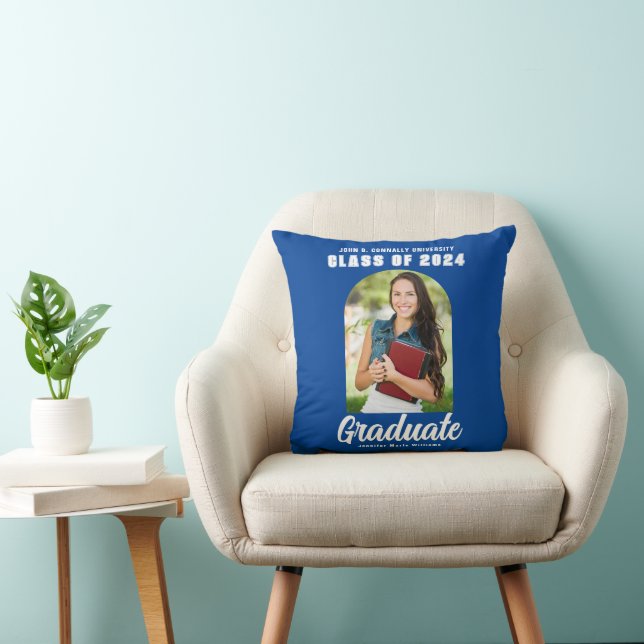 Cojín Decorativo Blue Graduate Photo Arch Modern Graduation (Silla)