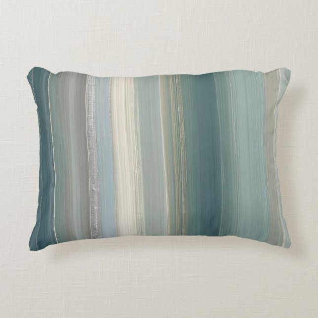 Cojín Decorativo Blue Green Abstract Coastal Stripe (Anverso)