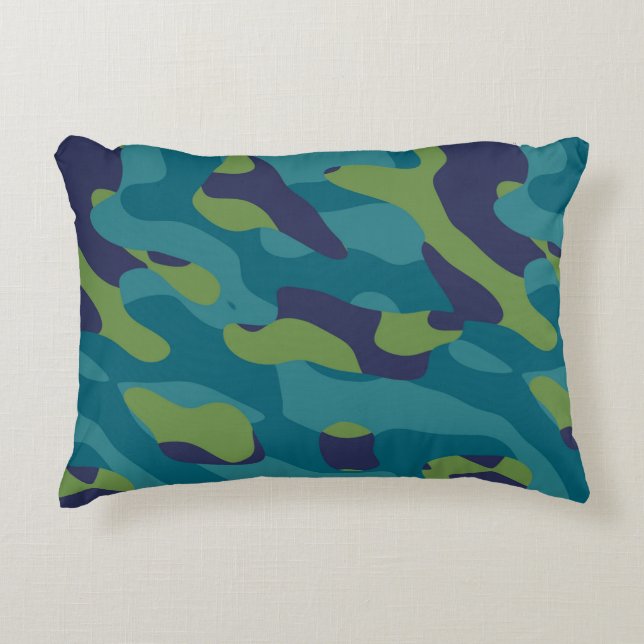 Cojín Decorativo Blue Green and Teal Camo Abstract (Anverso)