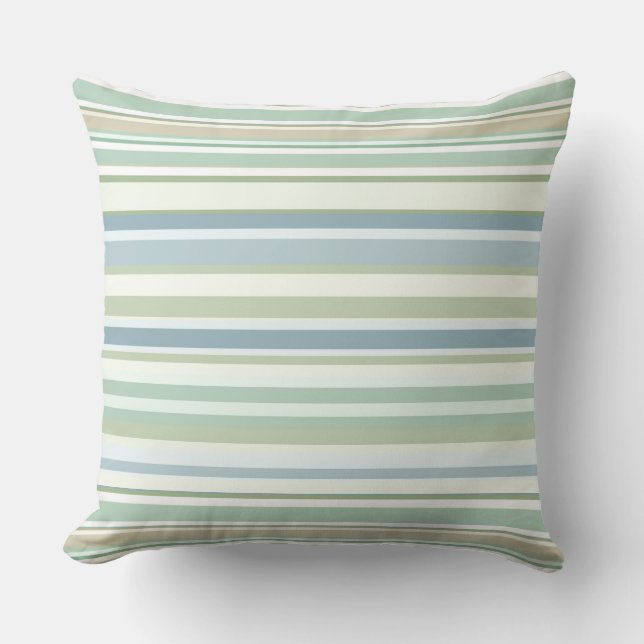 Cojín Decorativo Blue Green and white stripes (Anverso)