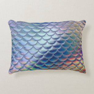 Cojín Decorativo Blue Green Mermaid Fish Scales Holographic Trendy
