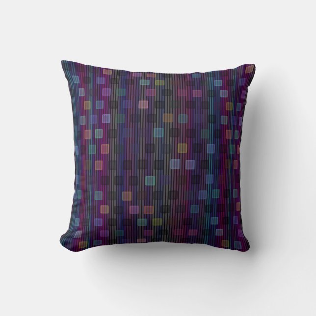 Cojín Decorativo Blue, green, purple, pink squares with stripes (Anverso)
