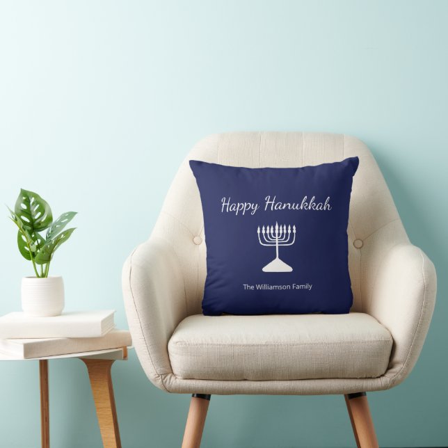 Cojín Decorativo Blue Happy Hanukkah Simple Menorah (Silla)