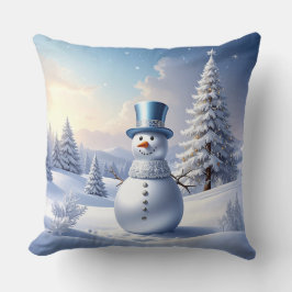 Cojín Decorativo Blue Hat Snowman Christmas Tree Holiday
