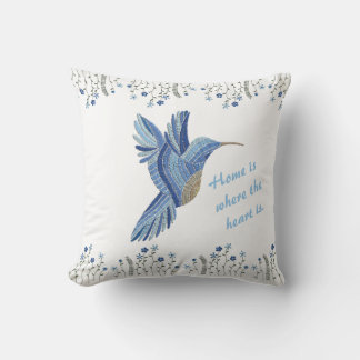 Cojín Decorativo "Blue Hummingbird Regalo de limpieza bordado