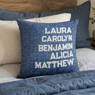 Cojín Decorativo Blue jeans Grandchildren's names simple modern