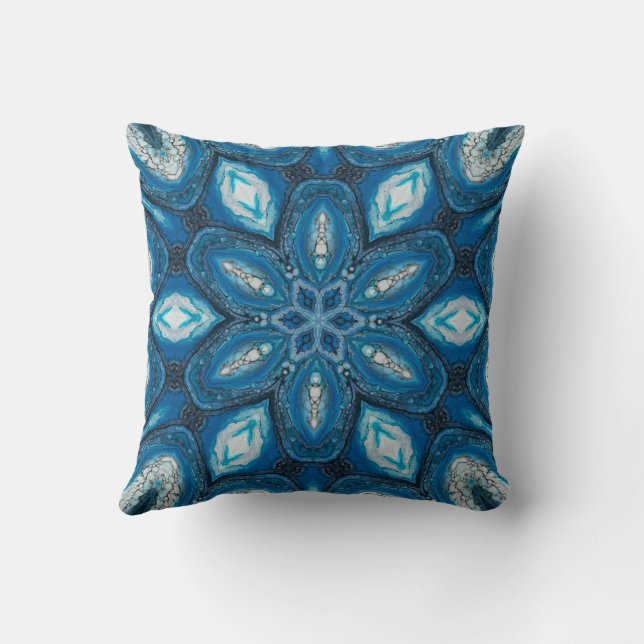 Cojín Decorativo Blue Kaleidoscope Throw Pillow (Reverso )