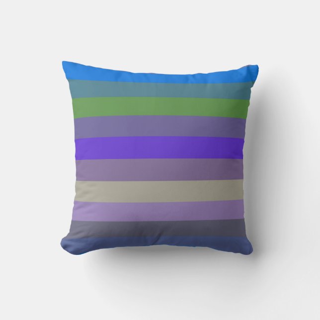 Cojín Decorativo Blue, Lime & Magenta Retro Stripes (Anverso)