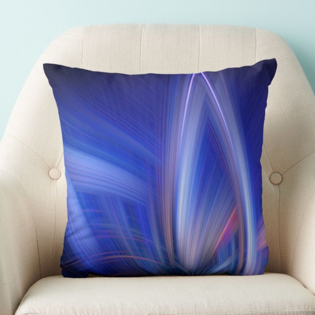 Cojín Decorativo Blue Lotus Elegant Moderno Abstract Light Pattern (A striking blue lotus light art pattern throw pillow, to beautify and calm your space. )