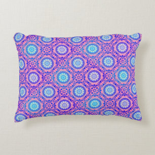 Cojín Decorativo Blue Mandala Pattern Pink Boho Travel and