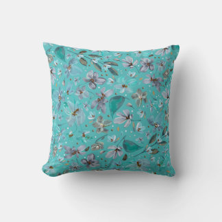 Cojín Decorativo Blue Mint Magic Watercolor Boho Floral