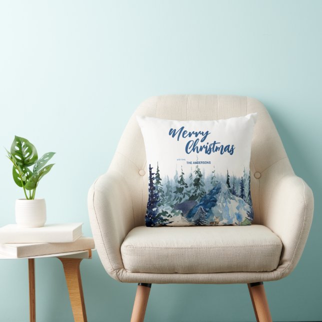 Cojín Decorativo Blue Modern Merry xmas tree forest Rindeer (Silla)