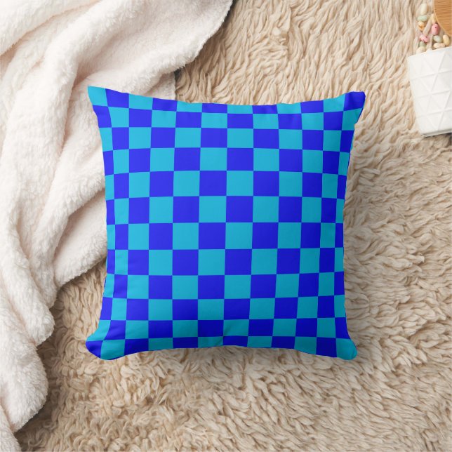 Cojín Decorativo Blue Monochrome Checkerboard Pattern (Manta)