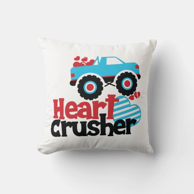 Cojín Decorativo Blue Monster Truck Heart Crusher Valentine (Anverso)