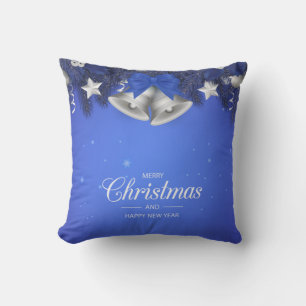 Cojín Decorativo Blue n White Snowflakes Star Bell navideño