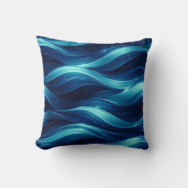 Cojín Decorativo Blue Ocean Fluid Wave Pattern Throw Pillow (Anverso)