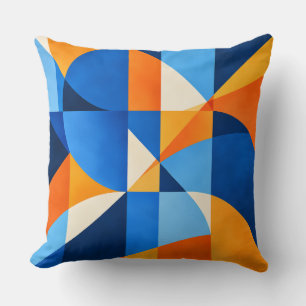 Cojín Decorativo Blue Orange Geometric Abstract