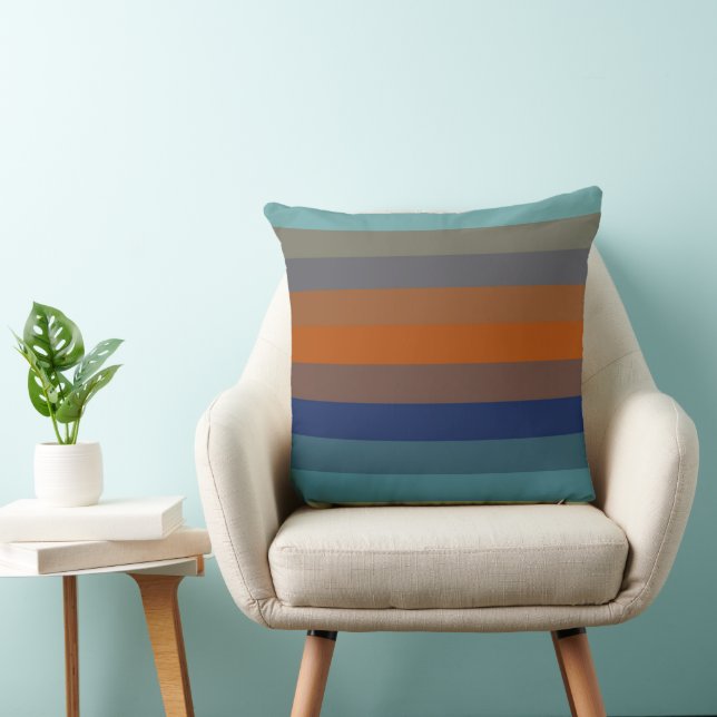Cojín Decorativo Blue, orange, green, yellow and gray stripes (Silla)