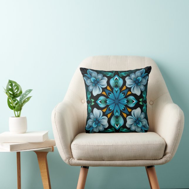 Cojín Decorativo Blue Pattern Throw Pillow (Silla)