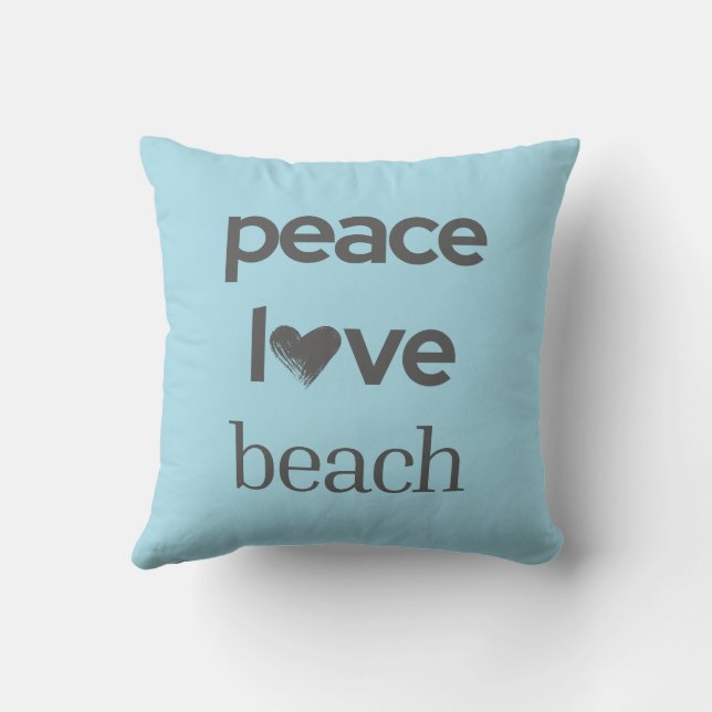 Cojín Decorativo Blue Peace Love Beach Reversible Coastal Decor (Reverso)
