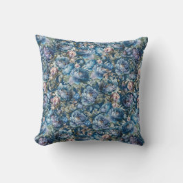 Cojín Decorativo Blue peony floral patrón vintage floral jardín