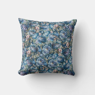 Cojín Decorativo Blue peony floral patrón vintage floral jardín