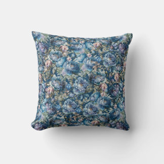 Cojín Decorativo Blue peony floral patrón vintage floral jardín