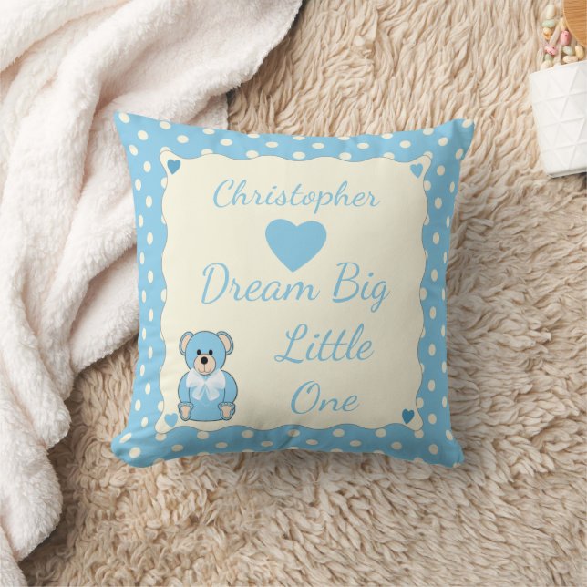 Cojín Decorativo Blue Personalized baby name Teddy Bear (Manta)