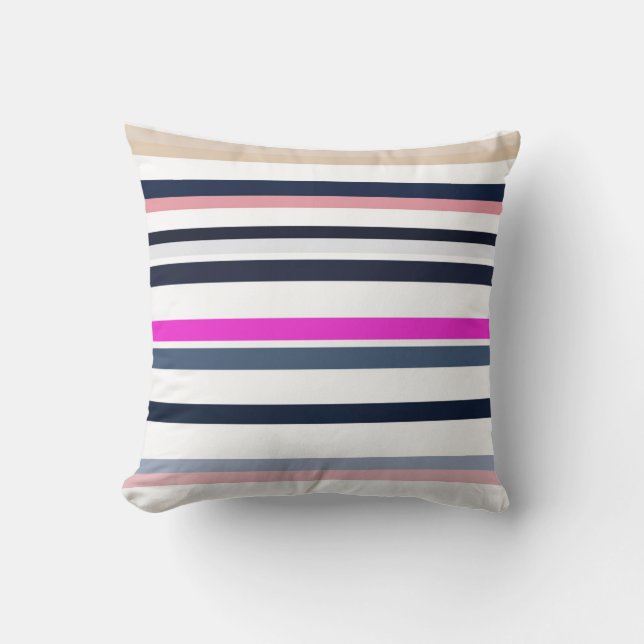 Cojín Decorativo Blue Pink and Sand Stripes (Anverso)