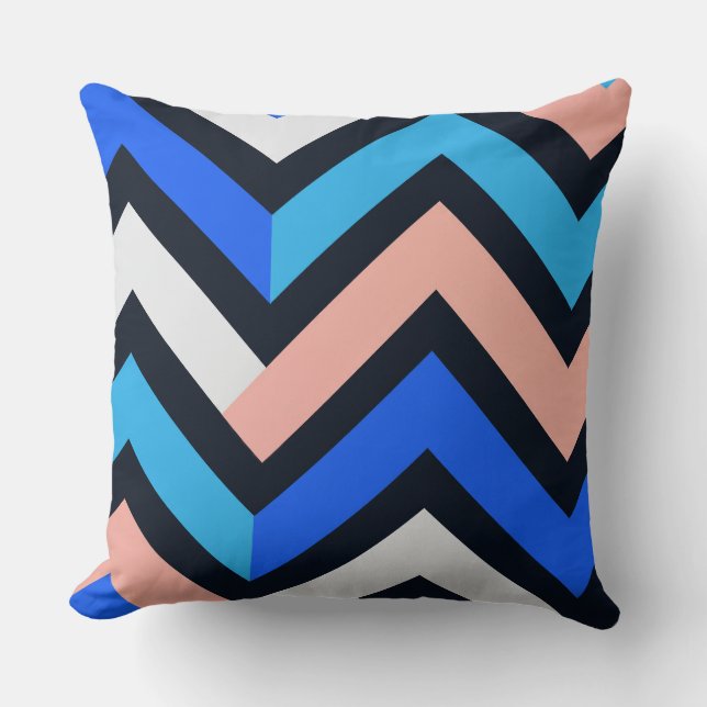 Cojín Decorativo Blue Pink Chevron Geometric Pattern (Anverso)
