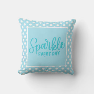 Cojín Decorativo Blue Polkadot Glam Girly Typography Trendy Stylish