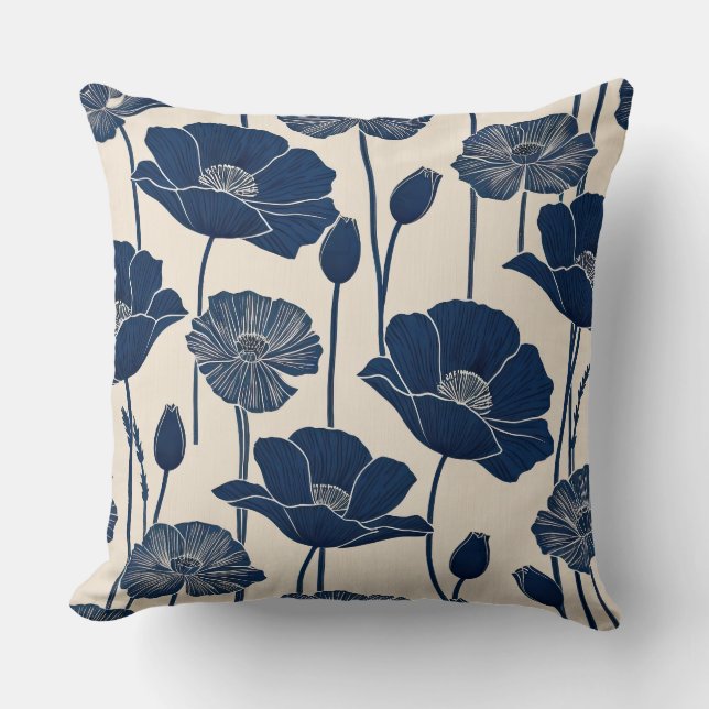 Cojín Decorativo Blue Poppies (Anverso)