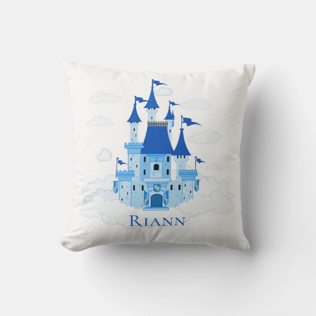 Cojín Decorativo Blue Princess Castle Personalized Girly (Anverso)