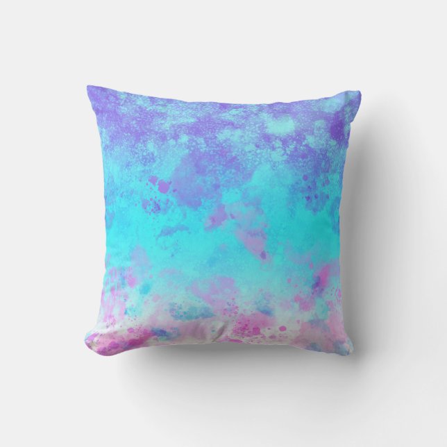 Cojín Decorativo Blue Purple Paint Splash Pastel Resumen (Anverso)