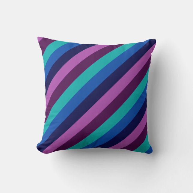 Cojín decorativo Blue Purple Verde azulada Stripes (Anverso)