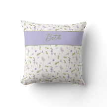 Blue Purple Watercolor Wildflower Monogram Name 