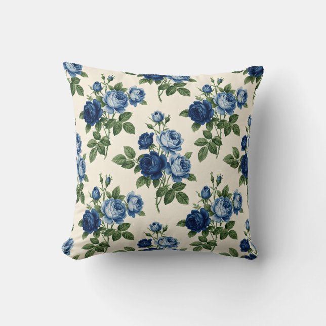 Cojín Decorativo Blue Rose Floral Pattern (Anverso)