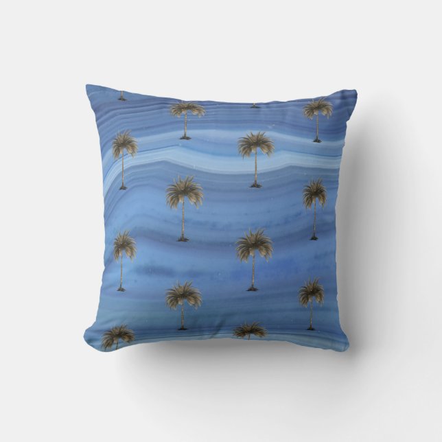 Cojín Decorativo Blue Saphire Elegant Tropical Palm Tree (Anverso)