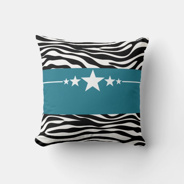 Cojín Decorativo Blue Sassy Star Zebra Pillow (Anverso)