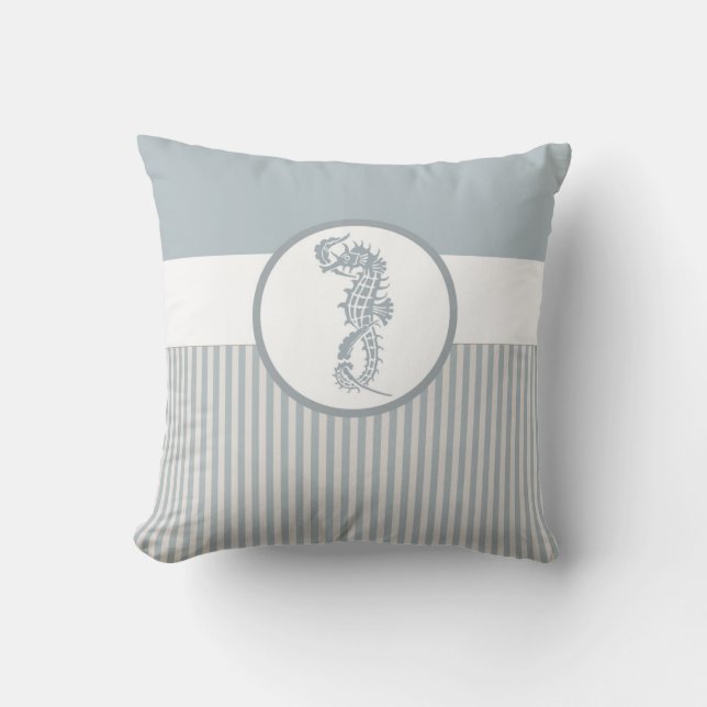 Cojín Decorativo Blue Seahorse Blue Classic Nautical Elegant (Anverso)