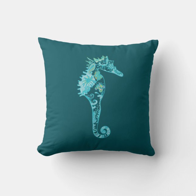 Cojín Decorativo Blue Seahorse Blue Cushion (Anverso)